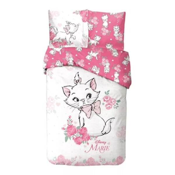 Disney The Aristocats Marie Pink Rose Cotton Quilt Cover Set - Single Bed Size