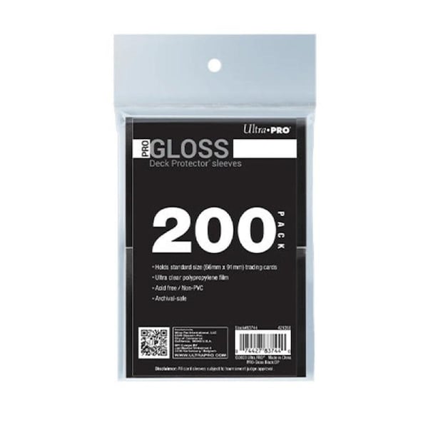 Ultra Pro PRO-Gloss Standard Deck Protector Sleeves 200ct Bundle - Black
