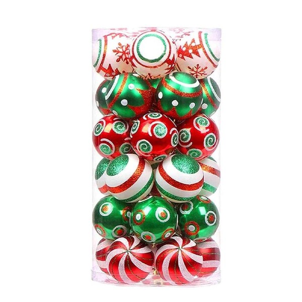 Nevenka 30PCS Christmas Balls 60MM Painted Hanging Ornaments Xmas Tree Ornaments -RedGreen