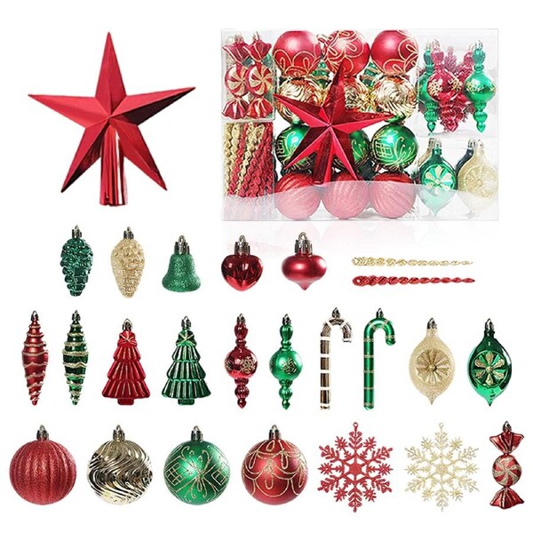 Nevenka 88 Pcs Christmas Balls Ornaments with Hang Rope Party Decor-Red