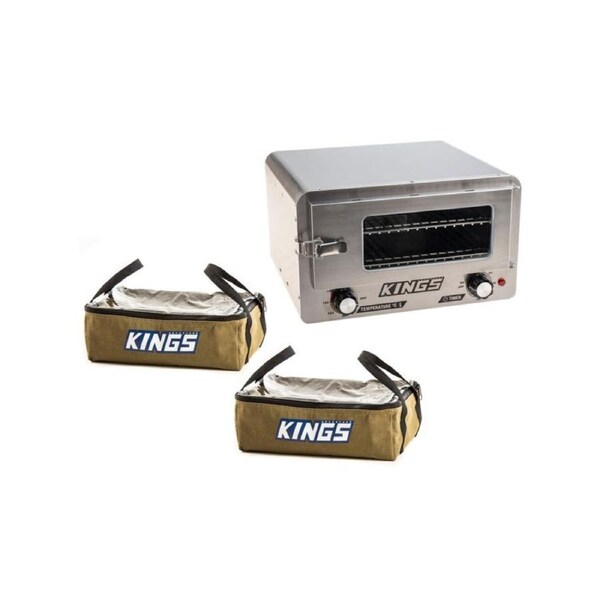 Kings 12v Travel Oven - Stainless Steel -180 deg C Max + 2x Clear Top Canvas Bag