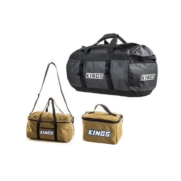 Kings 80L Extra-Large PVC Duffle Bag + Canvas Travel Bag + Canvas Toiletry Bag