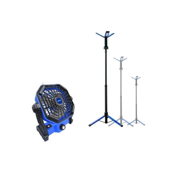 Kings Portable Lithium LED Tripod Light + 2in1 Lithium Rechargeable Light/Fan