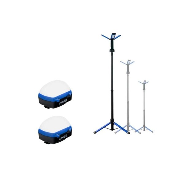 Kings Portable Lithium LED Tripod Light + 2x Rechargeable Lantern Light