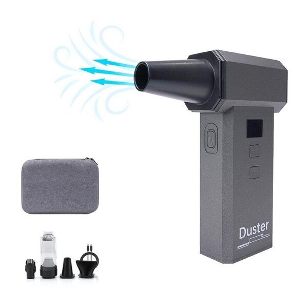 Cordless Air Duster & Vacuum, High-Powered Electric Air Blower with Turbo Fan, Adjustable Speed with LED Light, 8000mAh Rechargeable Battery – for Car