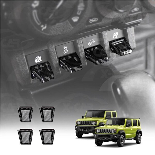 Window Lift Switch Button Trims for Suzuki Jimny 2018-Onwards Carbon Fiber Style Interior Door Cover Protector Accessories Set of 4