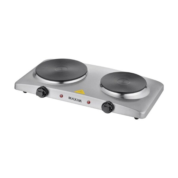 Maxim 2400W Twin Portable Hotplate Cooktop Stainless Steel Thermostatic Control