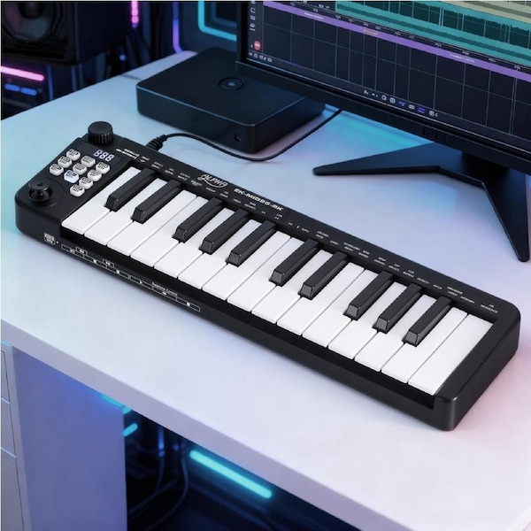 Alpha 25-Key MIDI Keyboard Controller Portable Piano USB Laptop Black