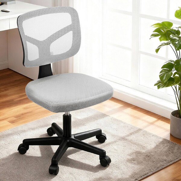 Artiss Armless Office Chair Mesh Swivel Home Office Desk Chair for Small Space, Grey