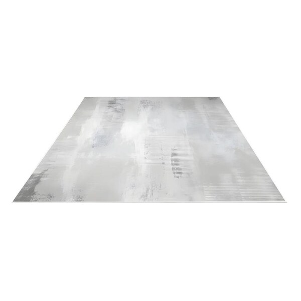 Nordhavn 200cmx300cm Modern Floor Carpet Area Rug, Grey White Washable Mat, Non-Slip, Extra Large