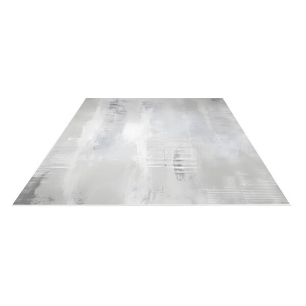 Nordhavn 240cmx340cm Modern Floor Carpet Area Rug, Grey White Washable Mat, Non-Slip, Extra Large