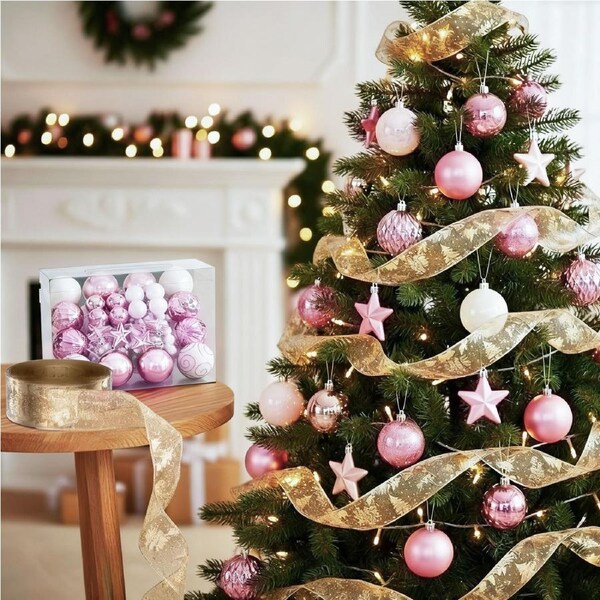 Christmas Tree Decoration Set 20M Ribbon 33pcs Ornaments