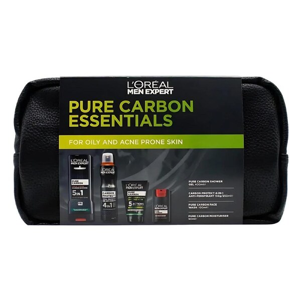 L’Oréal Men Expert Pure Carbon Essentials Gift Pack 4pc Set Shower Gel Face Wash Deodorant Moisturiser