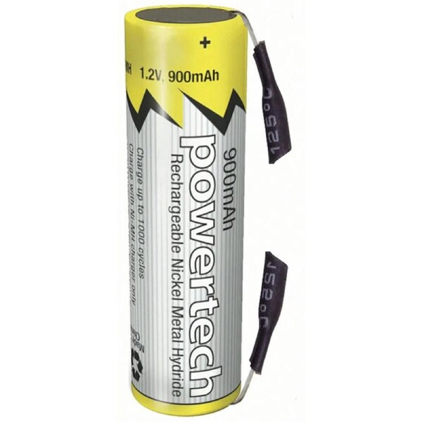 AAA 900mAh Rechargeable Ni-MH Battery with Solder Tag - 1.2V Powertech Cell for RC Packs & Electronics