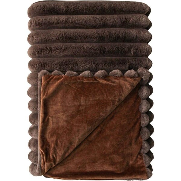 Puffer Faux Fur Throw Blanket in Chocolate 150cm x 200cm - LaVida