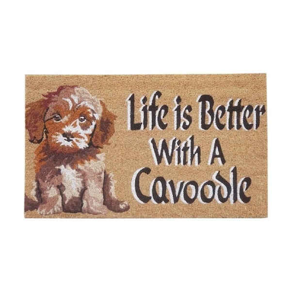 Solemate Life is Better With A Cavoodle Coil Backed Dog Lover Doormat 45x75cm