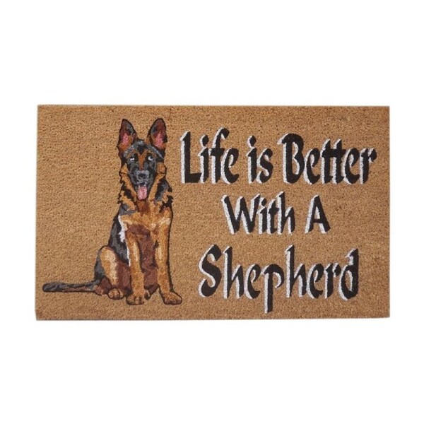 Solemate Life is Better With A German Shepard Dog Coil Backed Doormat 45x75cm