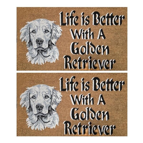 2PK Solemate Life is Better With A Golden Retriever Dog Coil Doormat 45x75cm