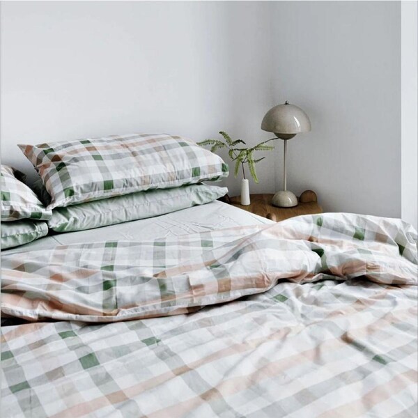 Desert Plaid Organic Cotton Quilt Cover Queen