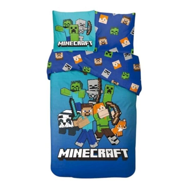 Minecraft Block Kids Cotton Quilt Cover Set - Single Bed Size