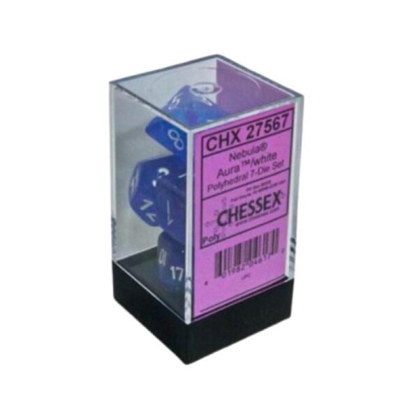 Dice - Chessex 7 Polyhedrals - Nebula Aura/White Luminary Set