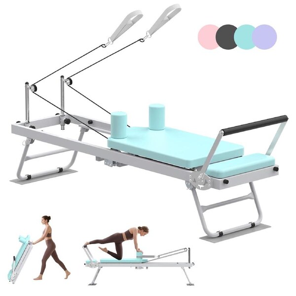 Advwin Pilates Reformer Machine Foldable Pilates Exercise Equipment for Home Gym with Wheels 120kg Capacity