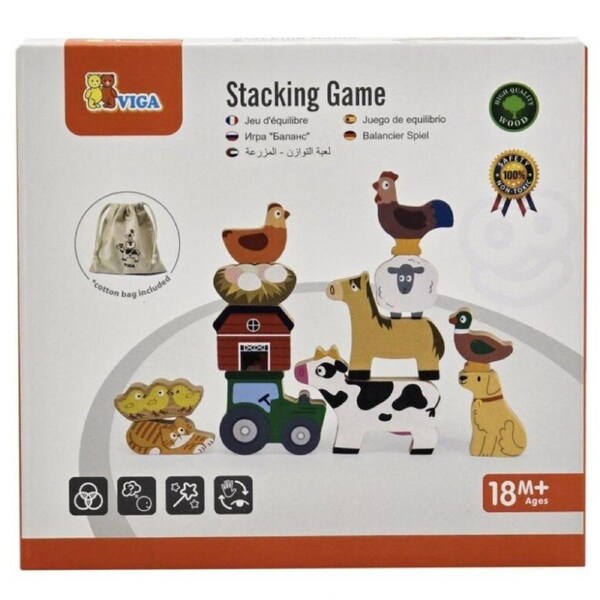 Viga Wooden Educational Toys Farm Stacking Game