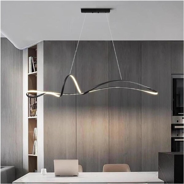 BAMDECOR A210 Modern LED Linear Pendant Lights with Dimmable LED and Adjustable Hanging Length 180cm -Black