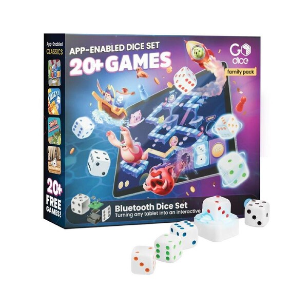 GoDice 5 Pack Smart Bluetooth Dice with LED Lights and App Games