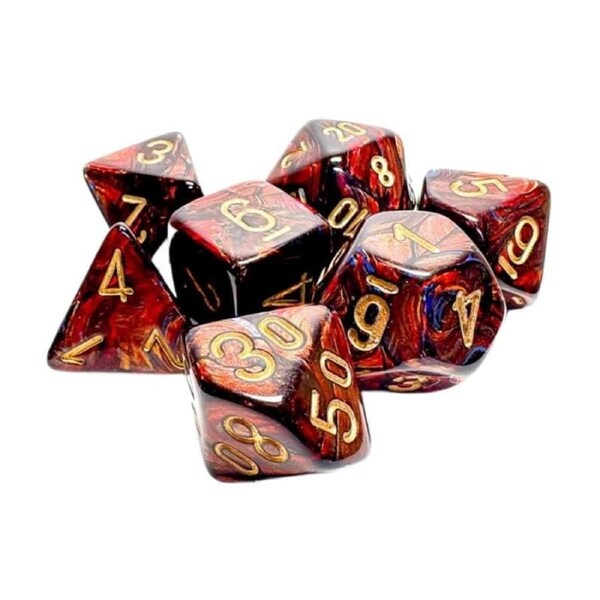 Dice - Chessex 7 Mega-hedral - Scarab Blue Blood/Gold Set