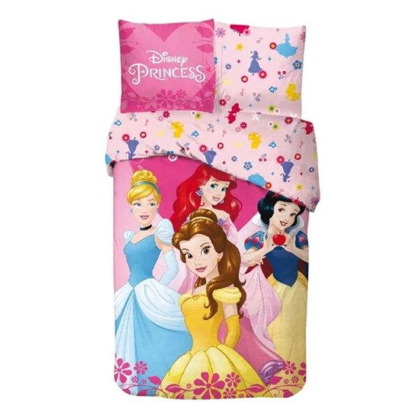 Disney Princess Heart Cotton Quilt Cover Set - Single Bed Size