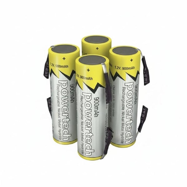 4 Pack AAA 900mAh Rechargeable Ni-MH Battery with Solder Tag - 1.2V Powertech Cell for RC Packs & Electronics
