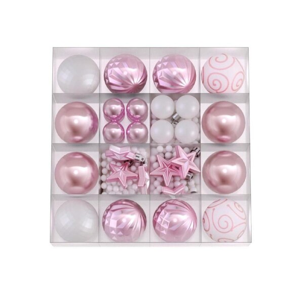 33 Pack Pink Christmas Tree Ornaments Set