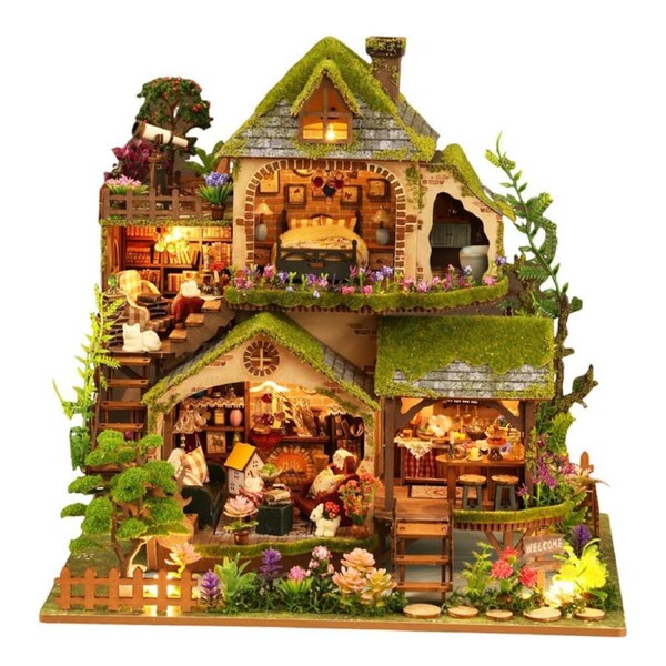 Catzon DIY Miniature House Kit Forest Adventure Tiny Dollhouse Building Set Unique Gift