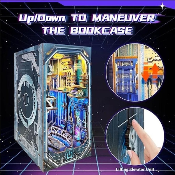 Catzon DIY Miniature Booknook Kit with LED Light Dust Baffle Planetary Era Diorama Kit for Adults
