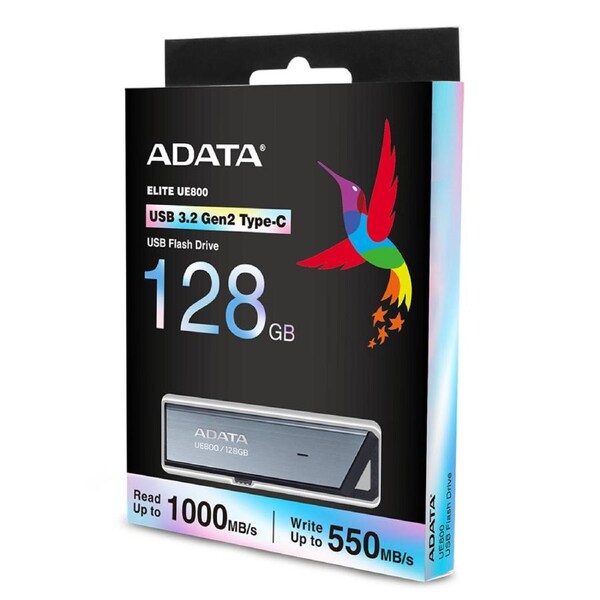 128GB ADATA UE800 USB3.2 (GEN2) TYPE-C FLASH DRIVE TITANIUM