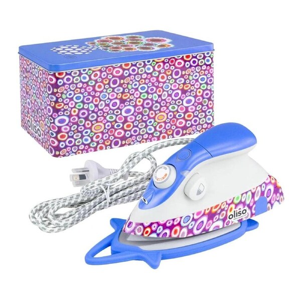 Oliso Kaffe Fassett Mini Iron With Decorative Tin
