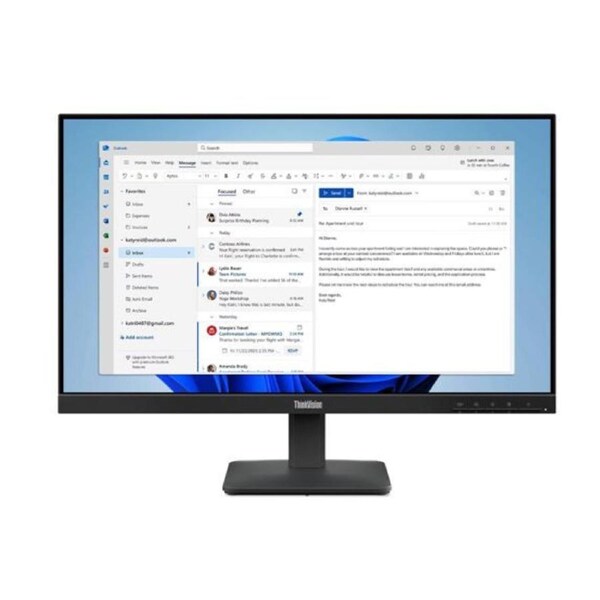 LENOVO ThinkVision S24-4E 23.8' 24' FHD IPS Monitor 1920x1080 16:9 4ms 100Hz Anti-glare Tilt VGA HDMI Tilt VESA 3yr WTY Black