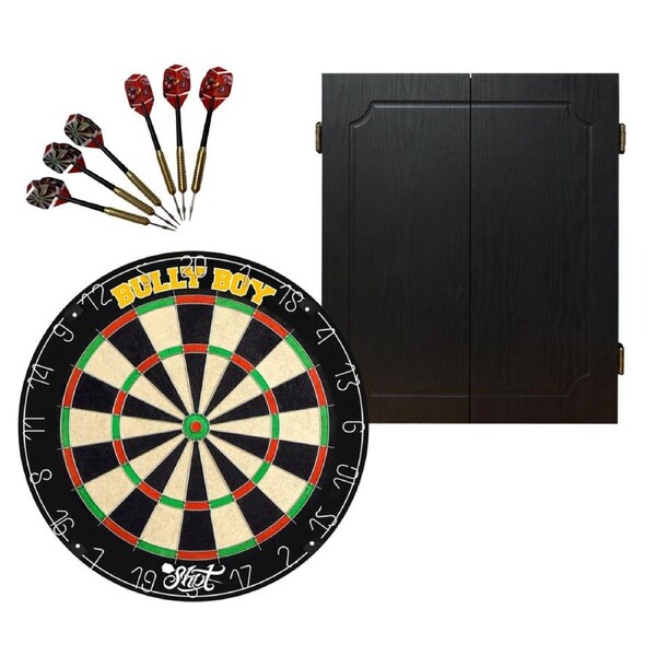 Shot Darts Michael Smith Bully Boy Dart Board + Shot Quantum Cabinet + Darts
