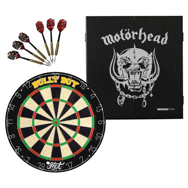 Shot Darts Michael Smith Dart Board + Winmau War Pig Cabinet + Darts
