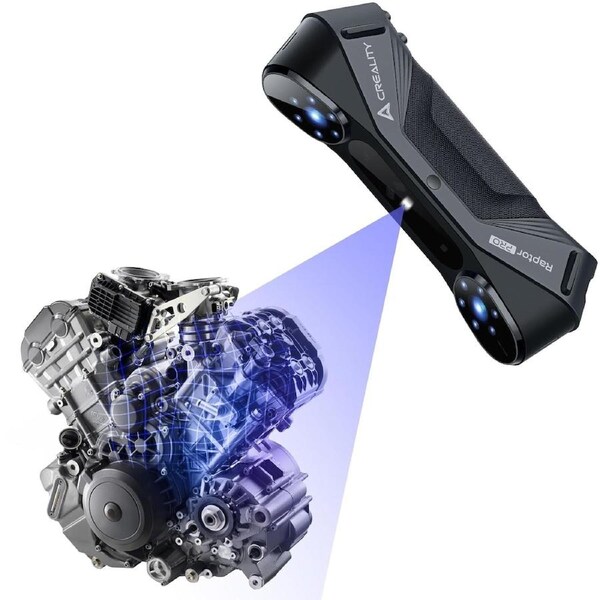 Creality 3D Scanner CR-Scan Raptor Pro for 3D Printing, 22+7 Blue Laser & NIR Handheld Scanner 0.02mm Accuracy, 60fps High-Speed & 5MM to 4M Objects, 24-Bit Full-Color Scanning for Windows macOS