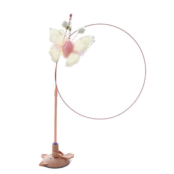 Suction Cup Cat Toy with Butterfly Interactive PVC Teaser Stick for Indoor Cats