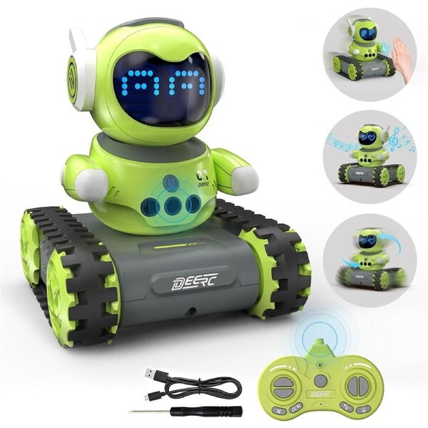 DEERC RC Robot Toys for Kids Walkie Talkie Remote Control Emo Robot