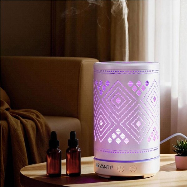 Devanti Ultrasonic Aroma Diffuser Aromatherapy White 100ml LED Lights