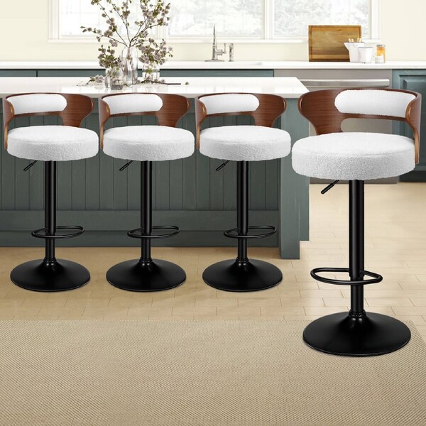4x ALFORDSON Bar Stools Curved Backresto Boucle White