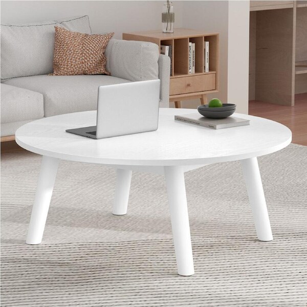 ALFORDSON Coffee Table Round Table Wooden Legs White