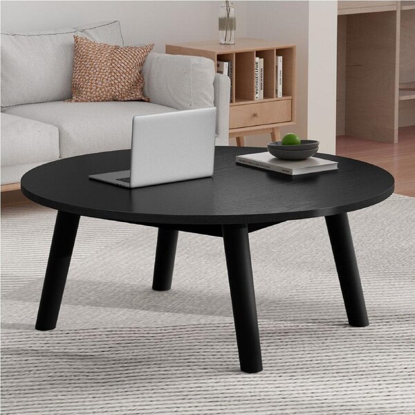 ALFORDSON Coffee Table Round Table Wooden Legs Black