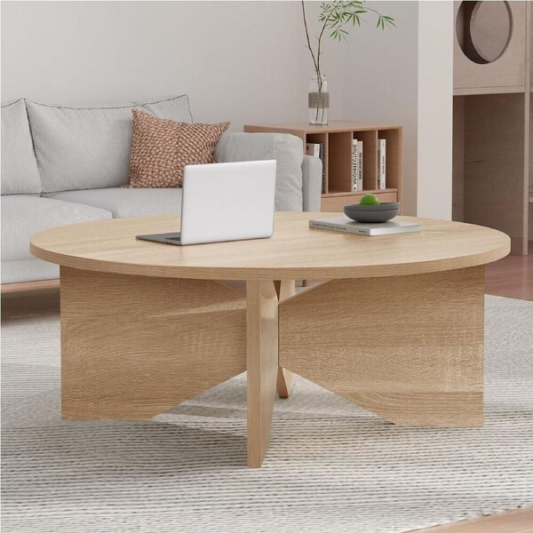 ALFORDSON Coffee Table Round Table X-shape Legs Wood