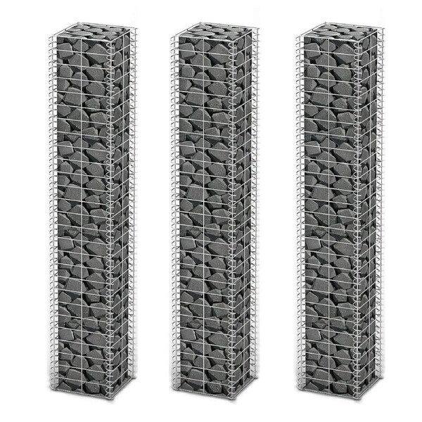 Gabion Set 3 pcs Galvanised Wire 25 x 25 x 150 cm vidaXL