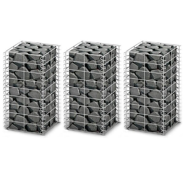 Gabion Set 3 pcs Galvanised Wire 25x25x50 cm vidaXL